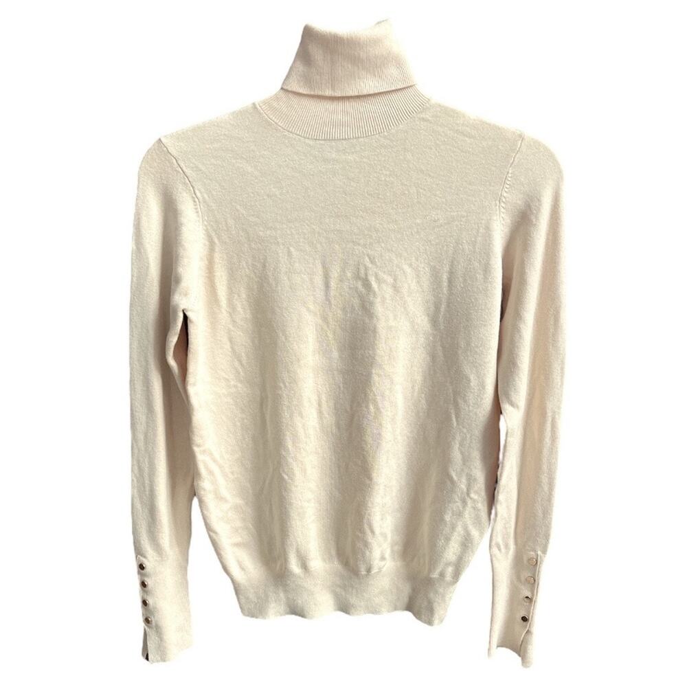 Zara Microribbed Turtleneck Top Cream Size Small